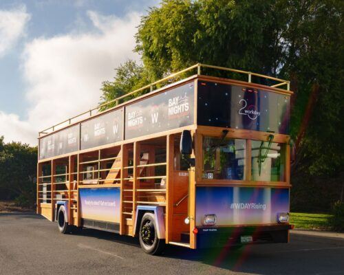 Wrapped motorized cable car for brand activation